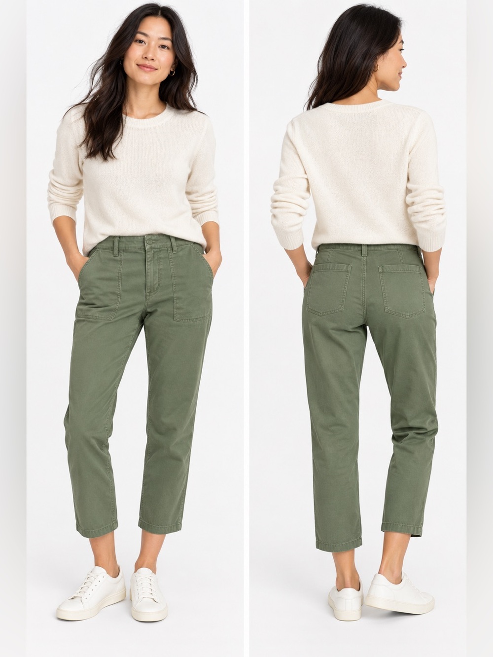 J. Crew Olive Green Utility cropped cotton chino Pants size 6